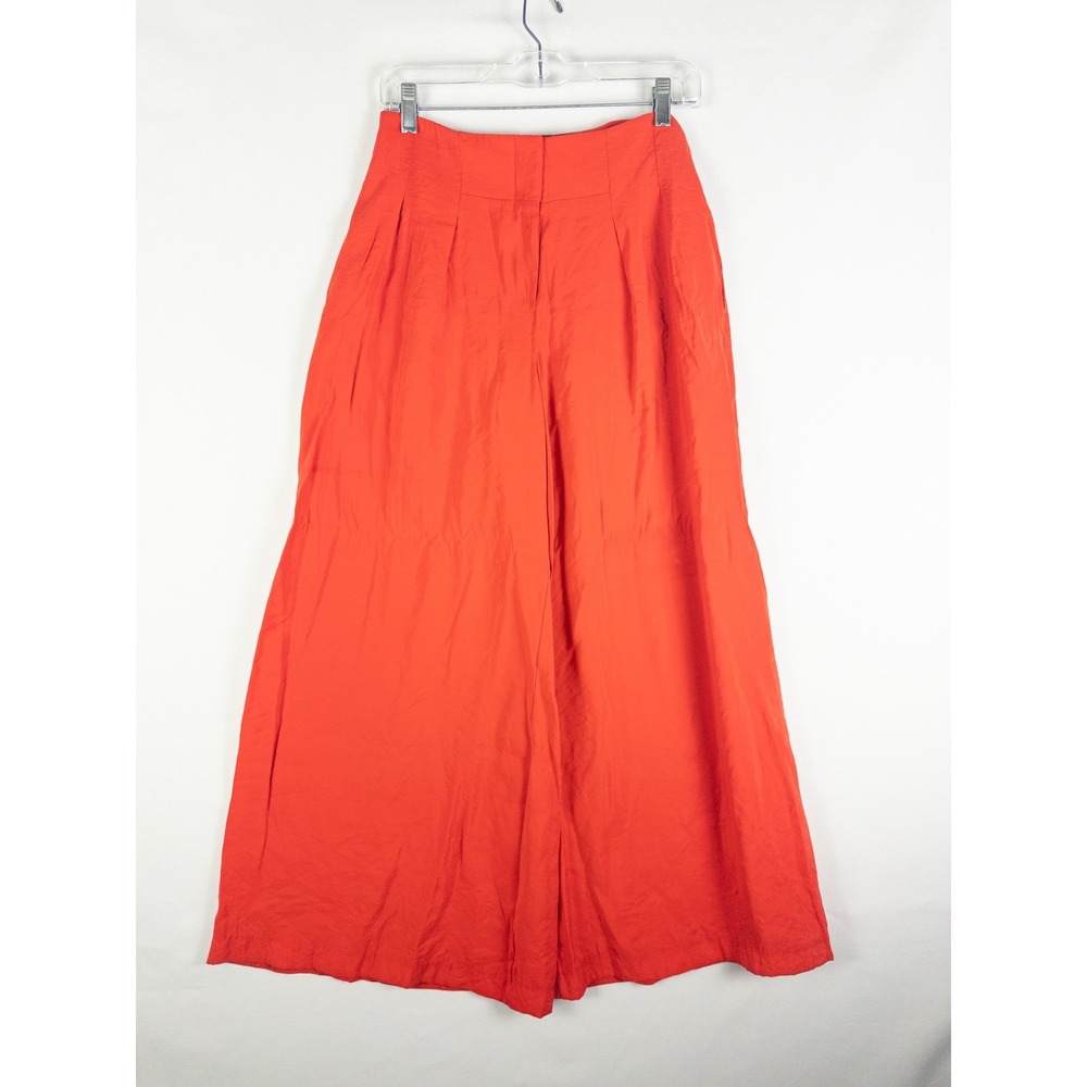 Anthropologie Wide Leg Trouser Pants Womens 0P Coral Orange Pleated‎ Boho Resort
